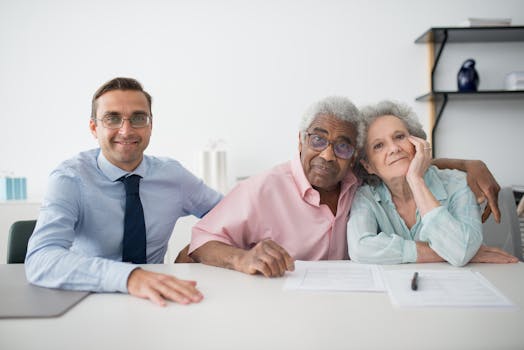 senior couple meeting with mortgage advisor