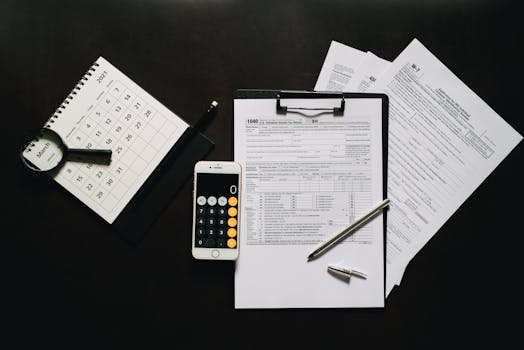 Mortgage papers and calculator on a desk
