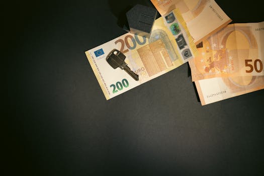 stack of money and a house key