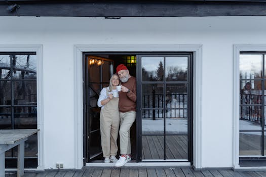 Retired couple discussing finances at home