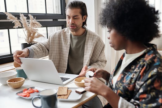 family discussing finances around a table